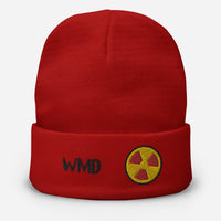 WMD - Beanie - Geiger Radiation Symbol Embroidered Beanie - WMD - Red - logo - -