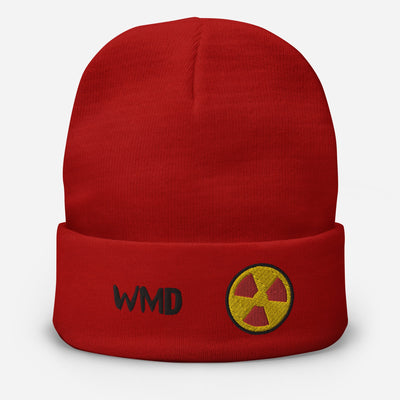 WMD - Beanie - Geiger Radiation Symbol Embroidered Beanie - WMD - Red - logo - -